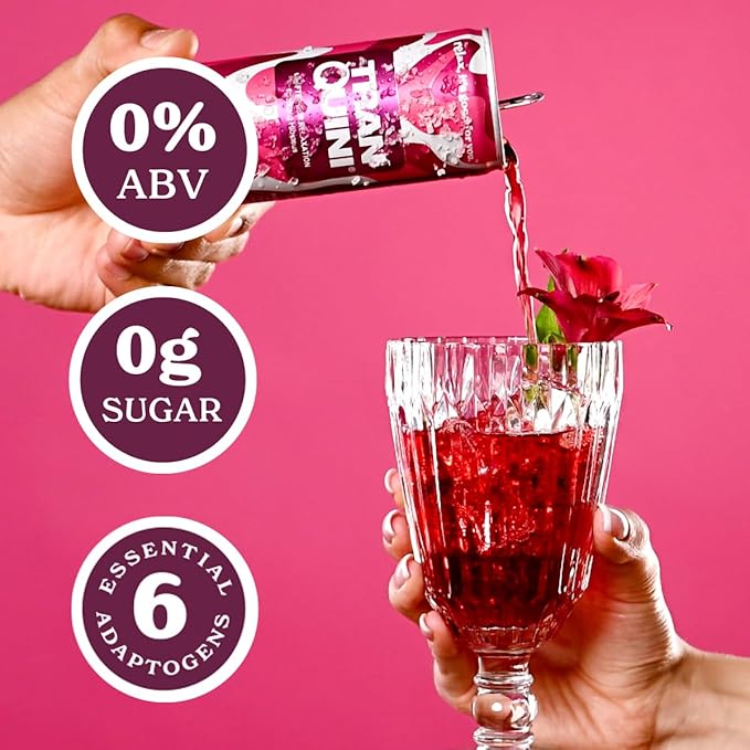 Tranquini Adaptogen Drink, Sparkling Water, Ashwagandha, Gluten & Sugar Free, Calming Non Alcoholic Drinks with L Theanine, Lemon Balm & Chamomile for Stress Support - Hibiscus, 8.5 Fl Oz (Pack of 12)
