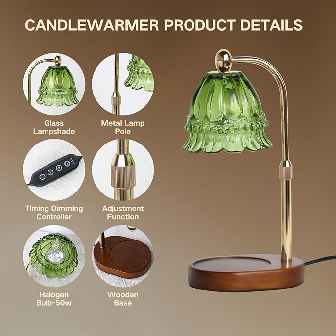 GEEZO Fragrance Candle Warmer Lamp,Electric Candle Warmer with Timer & Dimmer,Mom Christmas Birthday Gifts for Women, House Warming Gifts New Home Bedroom Decor