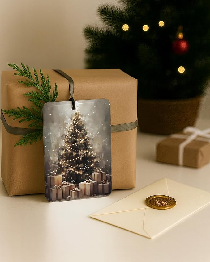 Rustic Winter Christmas Berry Car Air Freshener 4 Pcs, Retro Santa Xmas Tree Bell Reindeer Hanging Air Freshener for Cars Closet Drawer Books, Christmas Car Accessories Mirror Decor for Women