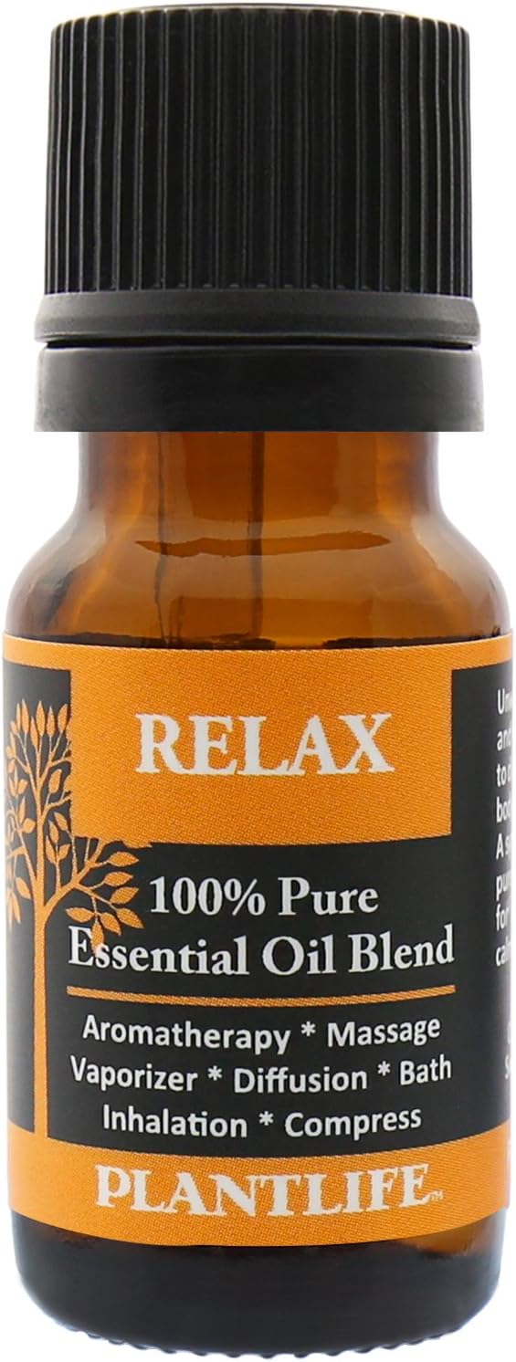 Plantlife Relax Aromatherapy Essential Oil Blend - Straight from The Plant 100% Pure Therapeutic Grade - No Additives or Fillers - Made in California 10 ml