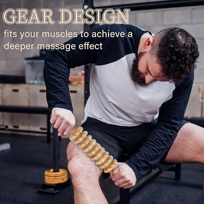 Liitrton Manual Wooden Fascia Massage Roller Trigger Points for Release Cellulite Sore Muscle Blasting (White+Red)