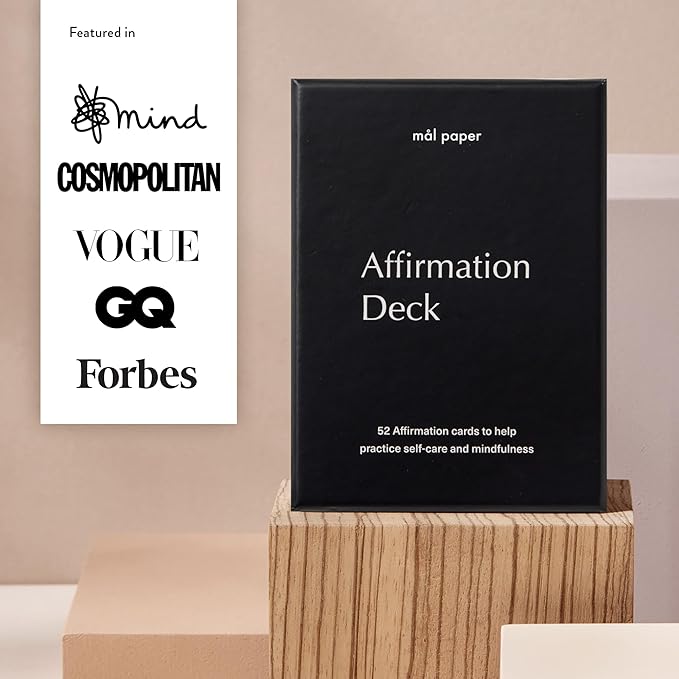 Mal Paper Affirmation Card Deck - 52 Pack | Great for Mindfulness Challenge, Mantras, Meditation Tools, Inspirational Cards and as a Positive Thinking Tool | Gratitude Card Gifts for Men and Women