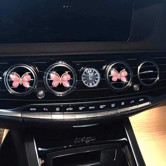 3 Pcs Butterfly Air Vent Clips,Car Air Fresheners Vent Clips Long Lasting Car Diffuser Interior Decor Charm Car Decoration Cute Accessories for Women Girls,Automotive Air Fresheners (Pink, 2)