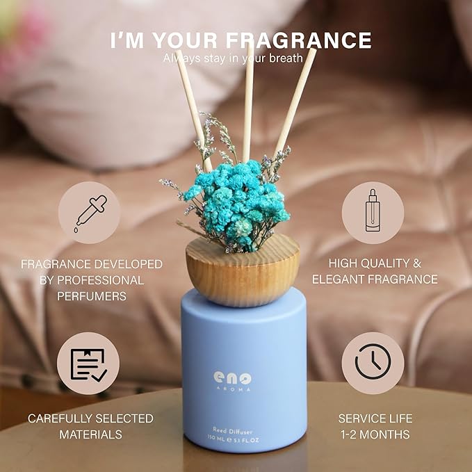Reed Diffuser Set with Really Dried Flowers, Essential Oils Scented Diffuser with Sticks, Air Fresheners Home Fragrance for Bathroom Shelf Decor & Gift, 5.1oz / 150ml