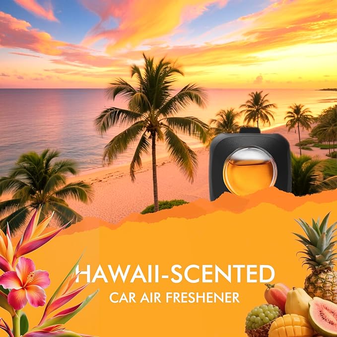 Car Air Fresheners, Hawaiian, 6-Pack, 4ml Each, Odor Eliminator