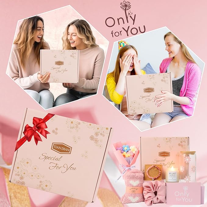 Gift Baskets for Women, Gifts for Women, Mom, Wife, Girlfriend, Sister, Her - Happy Birthday, Christmas, Valentine's Day, Mothers Day Gifts (Pink)