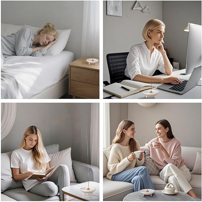 Incense Holder, Ceramic Burner Bowl with 9-Hole Insert, Tripod Design & Ash Catcher, for Sticks, Cones, Sage & Palo Santo – Handmade, Heat-Resistant & Easy to Clean, 6.15-Inch (White)