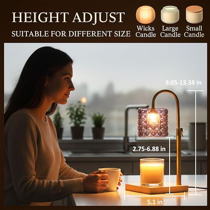 Purple Candle Warmer Lamp with Timer & Dimmer, Adjustable Height Flameless Wax Melt Warmer for Jar Candles, Birthday Gifts for Mom Women Men Friend Sister, House Warming Gift New Home Decor(Purple)