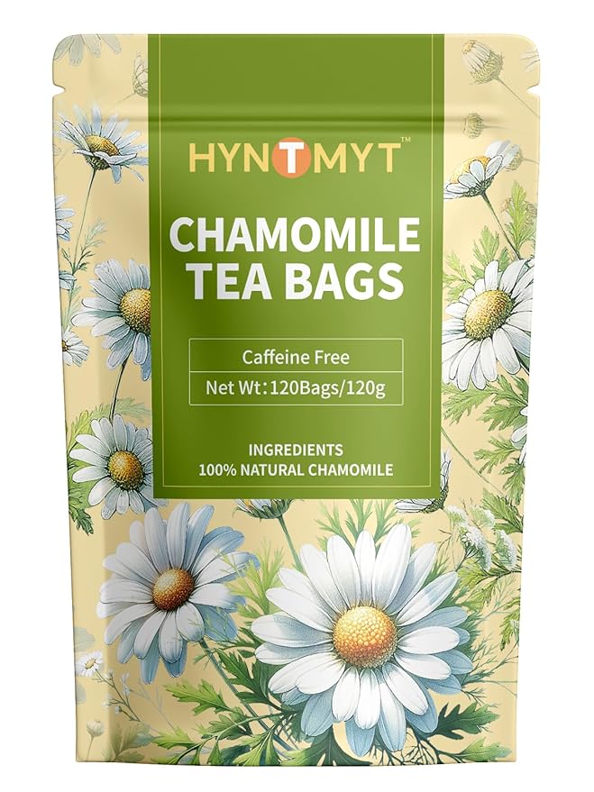 HYNTMYT Chamomile Tea Bags, 1g/bag, Natural & Pure Chamomile Flowers Herbal Tea, Caffeine Free, 120 Count