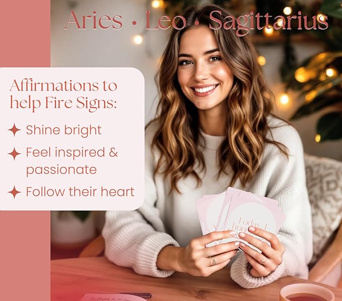 Aries, Leo, Sagittarius Gifts for Women - 40 Daily Affirmation Cards for Women. Positive Affirmation Cards, Zodiac Mindfulness Motivational Birthday Gifts, Astrology Inspirational Décor
