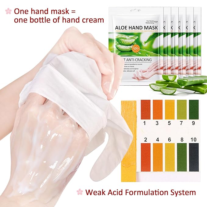 Hand Masks Moisturizing Gloves,6 Pairs Hydrating Hand Peel Masks Gift Set for Dry Cracked Hands Care,Long-lasting and Non-greasy Hand Moisturizer Gloves for Women N