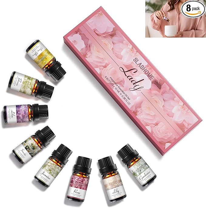Women Essential Oils Set | 8 Pcs Autumn Essential Oils for Diffusers for Home, Fragrance Oil for Candle, Aromatherapy Gift Set | Pumpkin Pie, Cinnamon, Apple Cider, Vanilla, Fall Leaf & More