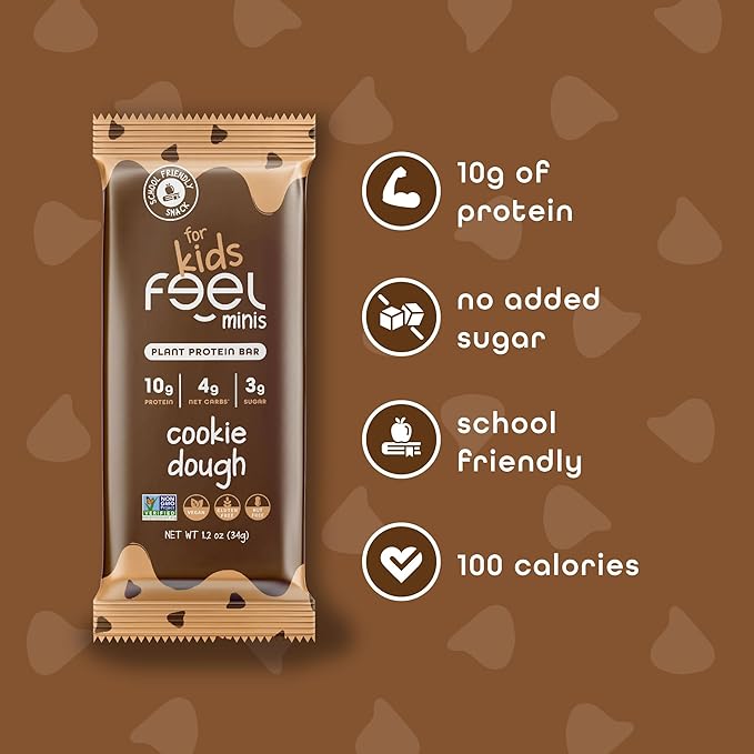 FEEL Kids Protein Bars Minis | Variety Pack | 10g Plant Protein | 100 Calories | No Added Sugar | Daily Veggies | Gluten Free, No Nuts, No Soy, No Dairy, No Grains (Pack of 12)