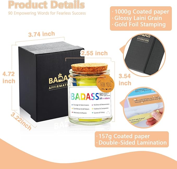 Funny Affirmation Cards for Women,Daily Positive Affirmation Jar,Graduation Birthday Friendship Friend Gifts,Self-Affirmation Inspirational Motivational Gifts for Women Men Teen Coworker Boss