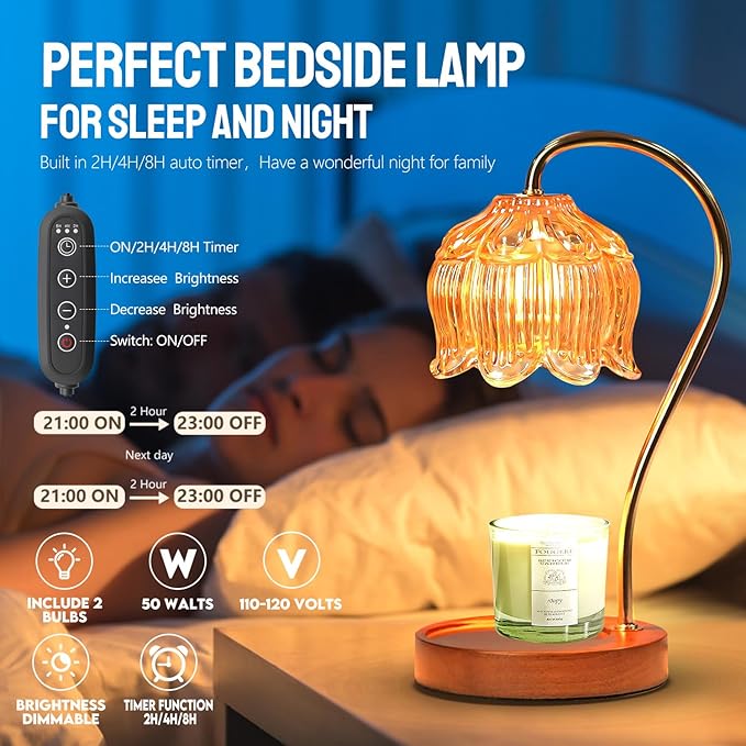 GEEZO Fragrance Candle Warmer Lamp,Electric Candle Warmer with Timer & Dimmer,Mom Christmas Birthday Gifts for Women, House Warming Gifts New Home Bedroom Decor