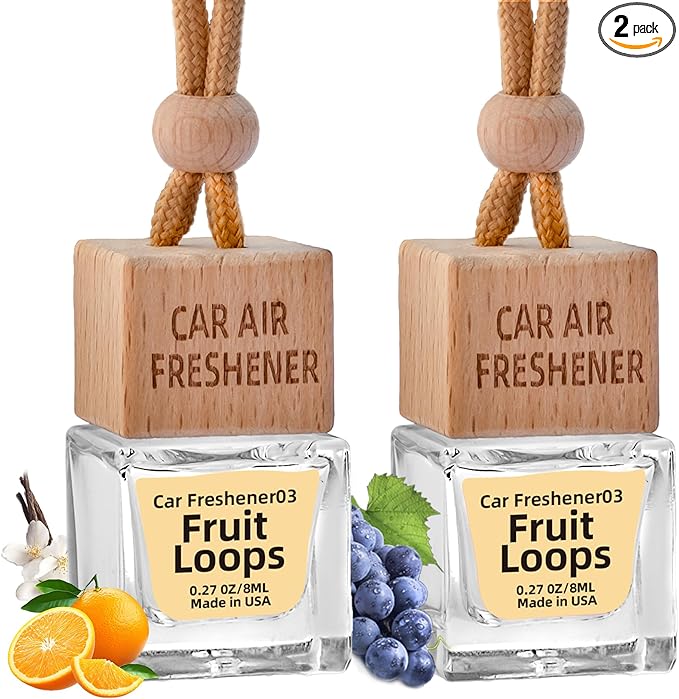 Car Air Freshener Hanging Diffuser – Long-Lasting Essential Oil Scent (Up to 60 Days) – Non-Toxic & Eco-Friendly – 2-Pack Auto Fresheners Made in USA