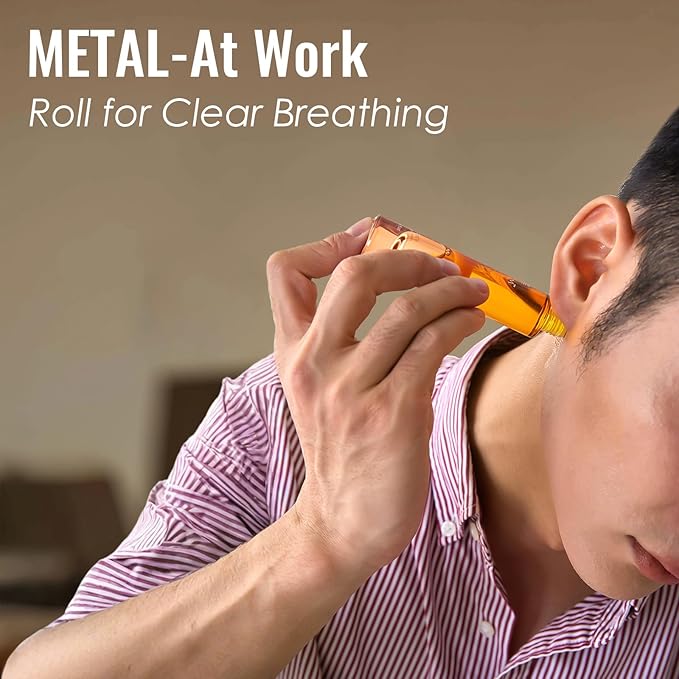 MATRUM Breathe Essential Oil Roll On, 100% Pure Fresh Mint Citrus Aromatherapy Blend Oil for Clear Breathing & Uplifting, Headache Relief, Calm & Focus, Metal Roller, 0.5 Fl Oz