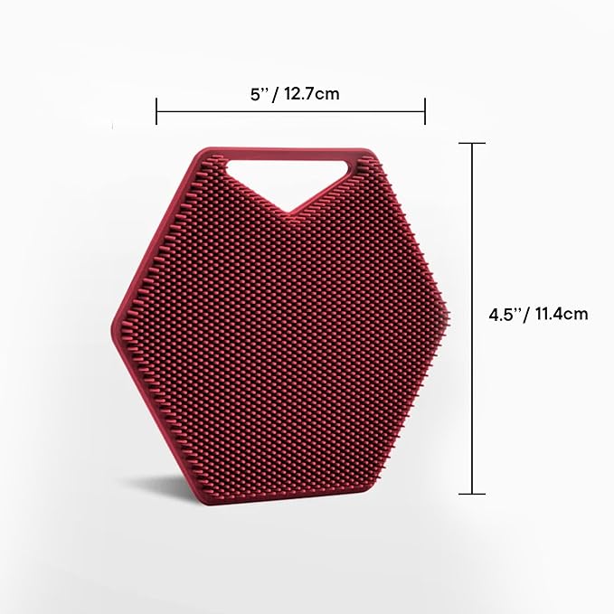 Tooletries Body Scrubber - Silicone Exfoliating Scrubber - Bathroom & Shower Accessory for Durable, Long Lasting Body Wash for Men - Burgundy