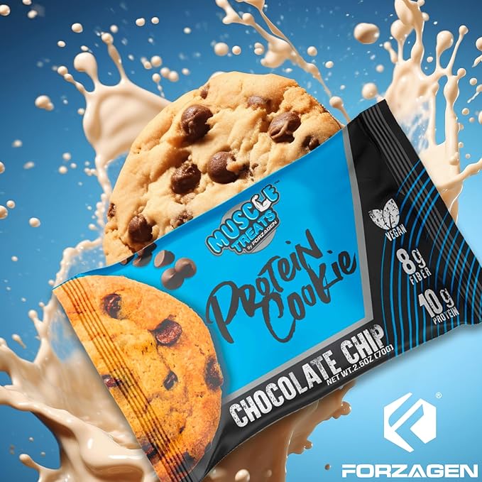 Forzagen Vegan Protein Cookies - Chocolate Chip Flavor | Low Carb Treats, Healthy Snacks, No Artificial Sweeteners and Trans Fat | Plant Based Vegan Snack,10g of Protein per Serving | 3-Pack