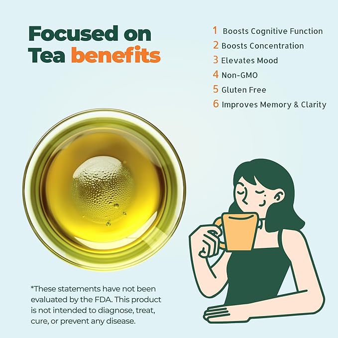 AprikaLife - Focus and Concentration Herbal Tea 100% Natural Herbal Tea Created by Herbalists - Yerba-Mate, Lemon Balm, Ginko Biloba, Thyme, Rosemary. Improves Attention & Energy – 60 Bags