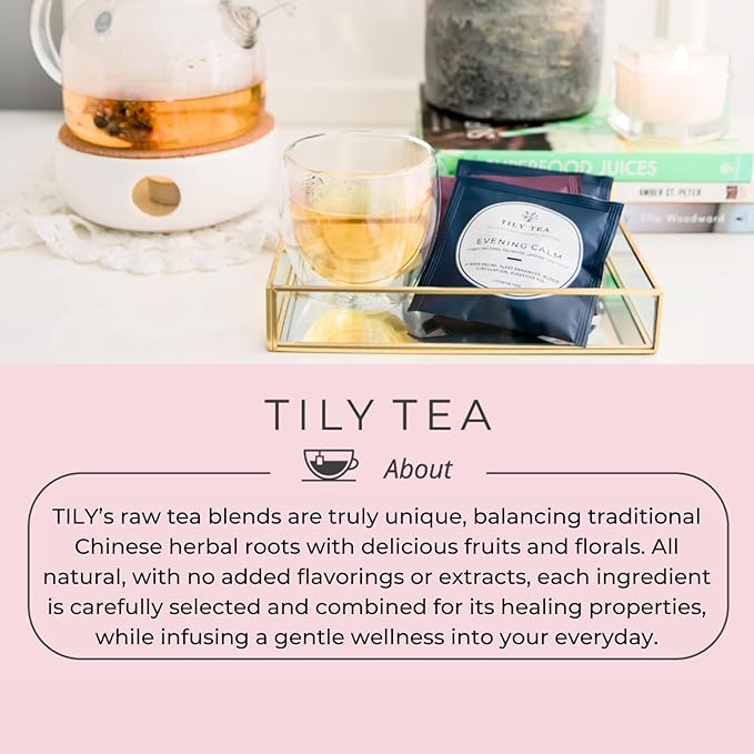 Tily Tea Assorted Herbal Tea Box - 5 Flavors of Caffeine-Free Tea - Morning Shine, Through the Day, Evening Calm, Perfect Pairing, Radiant Glow - 10 Plastic-Free Pyramid Tea Bags