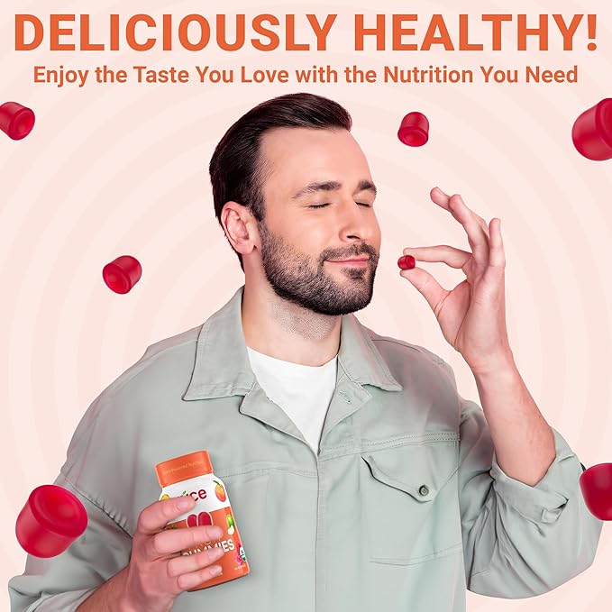 Juce Fruit Gummies with Peach Flavor - Superfood Gummies Delights for Optimal Health By Terra Kai Organics