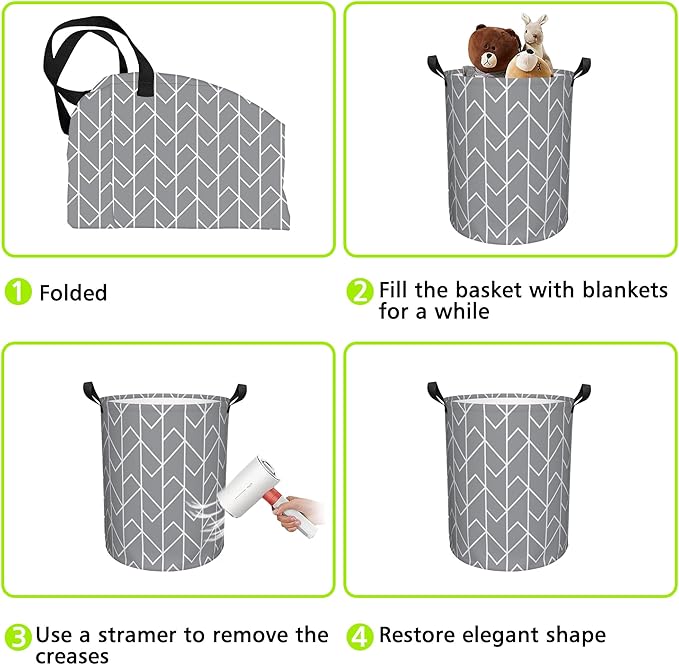Laundry Basket Abstract Geometric Laundry Basket Oxford Cloth Laundry Hamper Large Storage Baskets Toy Organizer Tote Bag For Bedroom Clothes Bathroom 17.3(H) x16.5(D) Inch