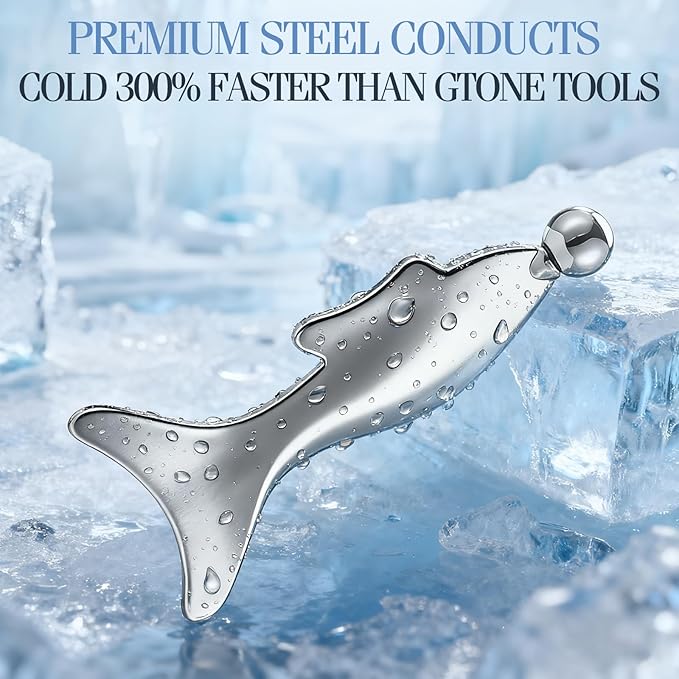 4-in-1 Gua Sha Facial Tools,Fish Guasha Massage Tool for Face&Body, Facial Roller Massage Tool for Lymphatic Drainage &Jawline Sculpting & Puffiness Reducing,Gua Sha Muscle Scraper Tool,Skin-Care Tool