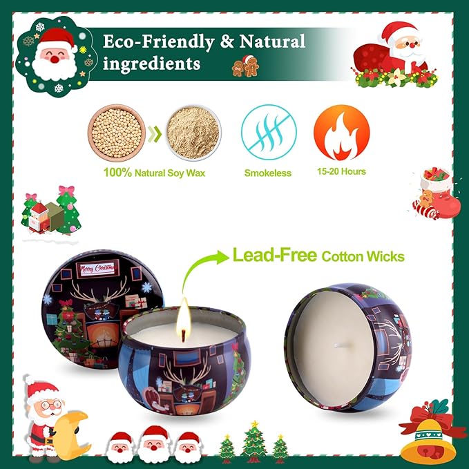 Christmas Scented Candles Gift Set, 12 PCS 3oz Aromatherapy Candles Gifts for Women Soy Wax Candles Gift for mom Portable Travel Tin Jar Candles for Birthday, Thanksgiving, Mother's Day