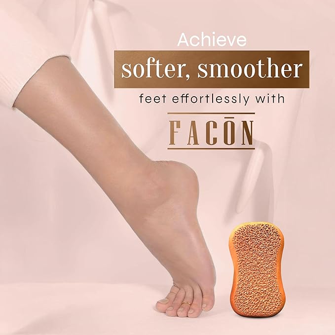 Facón Pumice Stone for Feet Callus Remover - Terra-Cotta Foot Scrubber with 2 Sides, 100% Pure Natural Foot Pumice Stone, Pedicure Pumice Stone Scrubber, Foot Exfoliator, Removes Calluses & Dead Skin