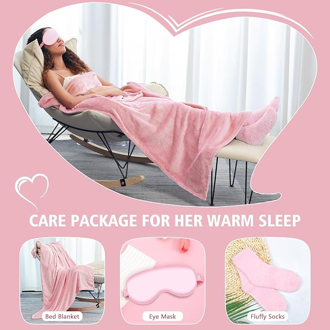 Birthday Gifts for Women, Thinking of You Gift Basket, Get Well Gifts for Women, Unique Self Care Package Relaxing Spa Gift Set, Mothers Day Gift Box for Mom Her Best Friend Wife Sister, Pink