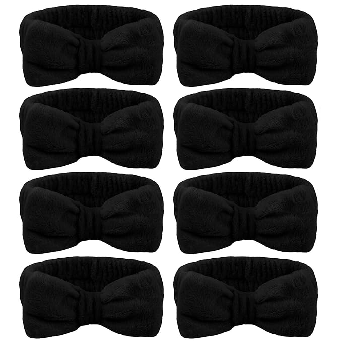 Ondder Black Spa Headband for Women and Girls - Washing Face, Bow Skincare Headbands, Makeup, Shower Hair Accessories