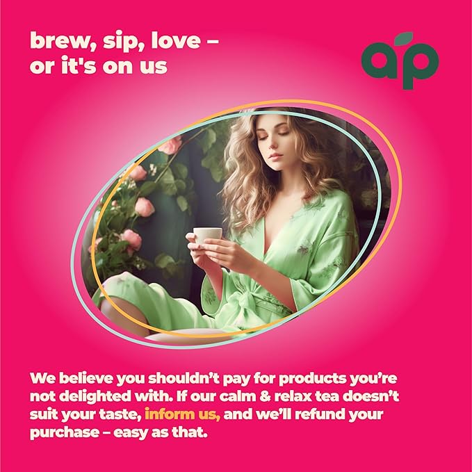 AprikaLife - Calm and Relax Herbal Tea with Chamomile, Peppermint, and Lavender - 60 Tea Bags. Delicious Herbal Blend for a Calming Experience