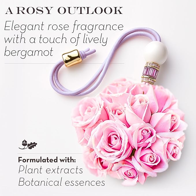 Luxury Car Air Freshener for Women - Refillable & Portable Essential Oil Fragrance Diffuser - Cute Car Accessories & Interior Decor - Mirror Hanging or Vent Clips - Rubies Cross Charm, Rose Scent