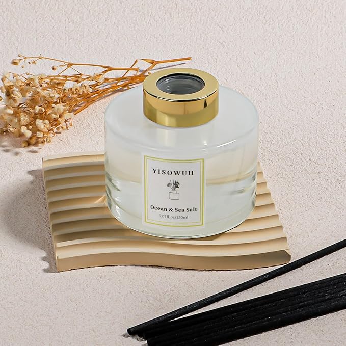 Reed Diffuser Set,5.07 fl oz (150 ml) - Ocean & Sea Salt Oil Diffusers with 8 Reed Sticks,Home Fragrance Reed Diffuser for Bathroom Shelf Decor