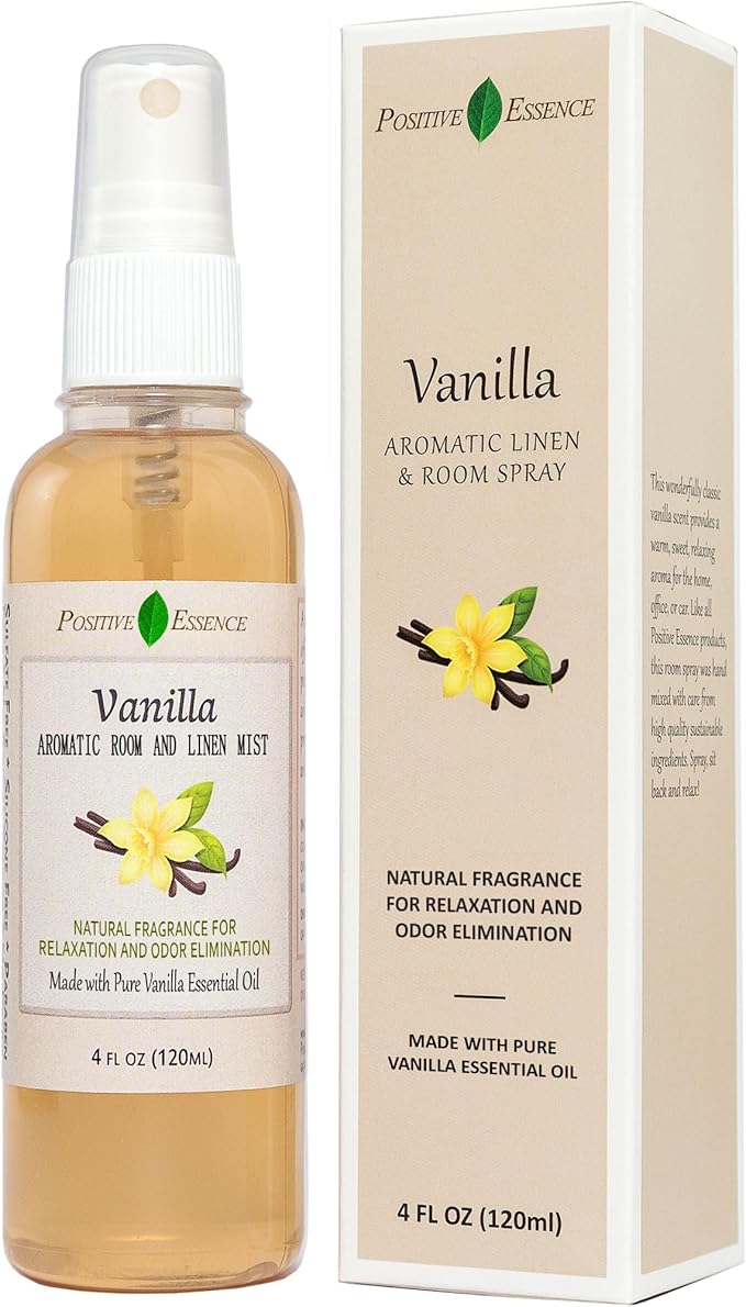 Vanilla Linen and Room Spray, Natural Home Fragrance Made with Pure Vanilla Essential Oil, Perfect Bathroom Air Freshener or Linen Spray