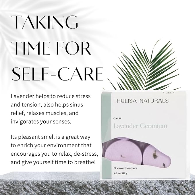 Thulisa Naturals Lavender Shower Steamers Aromatherapy | Organic Shower Bombs with Essential Oils | Self Care Christmas Birthday & Spa Gifts for Women & Men | Stocking Stuffers | 4 Pack