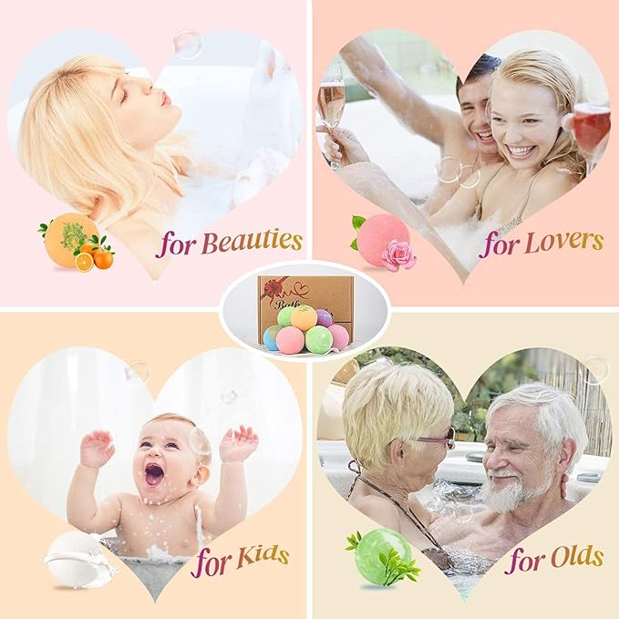 Bath Bombs Gift Set Large 12 PCS 2.8oz Organic Natural Essential Oils, Relax and Moisturize Skin, Luxury Spa Bomb Gifts for Girl, Mom, Kids, Wife, Birthday, Valentine's Day, Anniversary