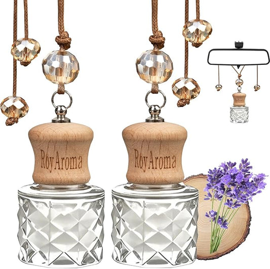 Hanging Car Air Freshener, 2-Pack Car Essential Oil Diffuser, Hanging Air Freshener with Plant-Based Scents, Long Lasting & Non-Toxic for Auto Perfume Odor Eliminator | Invigorating Teakwood
