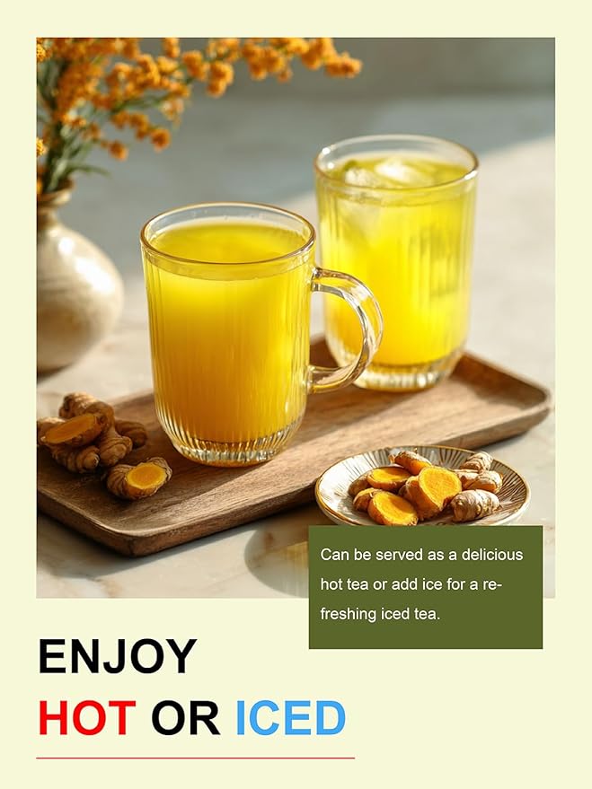 TeeLux Ginger Turmeric Green Tea Bags, Smooth Steamed Green Tea with Spicy Ginger, Earthy Turmeric & Sweet Honey Aroma, 100 Count, Hot & Iced Tea