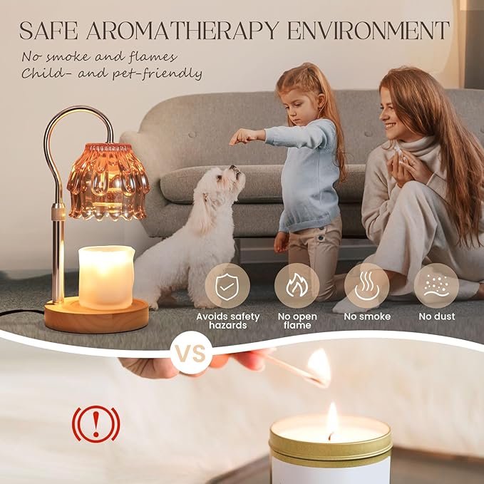 SnowBB Flower Candle Warmer Lamp, Timer Dimmer, Adjustable Height, Birthday Gift for Women Mom Friend Sister, House Warming Gift New Home Decor, Vintage Wax Melt Warmer, Christmas White Elephant Gifts