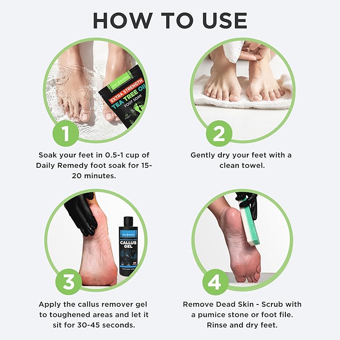 Foot Callus Remover Gel Set - Professional Callus Remover for Feet, Calloused Feet Remover Gel - Pedicure Kit & Foot Spa Tools - Feet Callus Remover - w/Extra Strength Tea Tree Foot Soak - USA