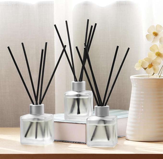 3-Pack Reed Diffuser Set, Gardenia/Lavender/Rose Scented Oil, Flower Aroma Essential Oils with Diffuser Sticks, Long Lasting Bathroom Air Freshener, Home Fragrance for Room Decor