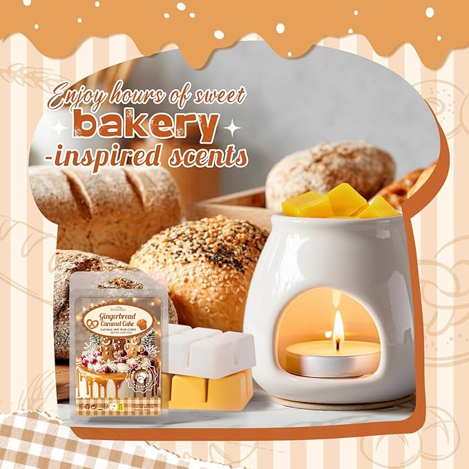 Bakery Wax Melts, 8 Pack Scented Wax Cubes, Soy Wax Cubes Strong Scent, Wax Melts Tarts for Warmer - Vanilla Almond Biscuit, Toasted Coconut, Frosted Donut and More, Colored Wax Melt Gift Set