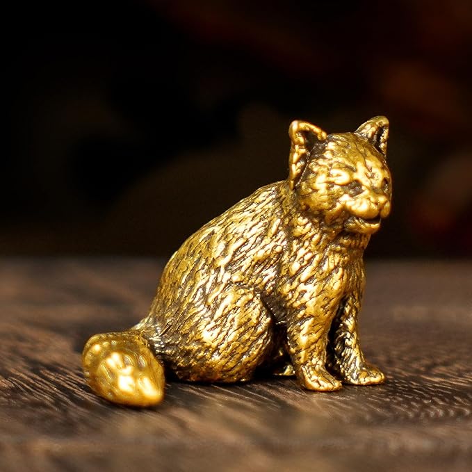 100% Solid Brass Red Panda Sculpture - Handcrafted Laughing Pose Animal Statue, Vintage Desk & Shelf Decor for Office or Home, Unique Collectible Gift for Nature Lovers & Wildlife Enthusiasts