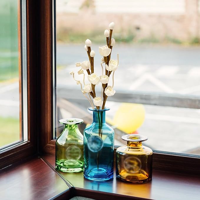 Reed Diffuser Sticks, Flower Sticks Set,White Rose Wood Flower, Reed Diffuser for Home, for Bedroom, Office Bathroom Shelf Decor