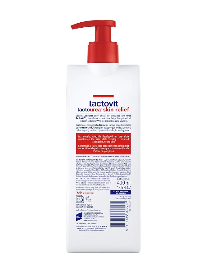 Lactovit | Lactourea Body Lotion | Hydrating Moisturiser for Dry Skin | With Urea ProLactiC10 Complex, Lactic Acid & Pure Urea | Soft & Youthful Skin | Dermatologist Recommended | 3 x 400 ml