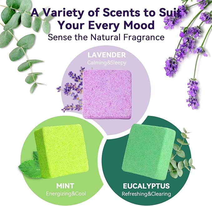 Shower Steamers Aromatherapy 6 Pack Gifts for Women Mom Men, Gifts for Her Stress Relief Home Spa, Birthday Gift Lavender Natural Essential Oil Self Care Relaxation Shower Bombs Teen
