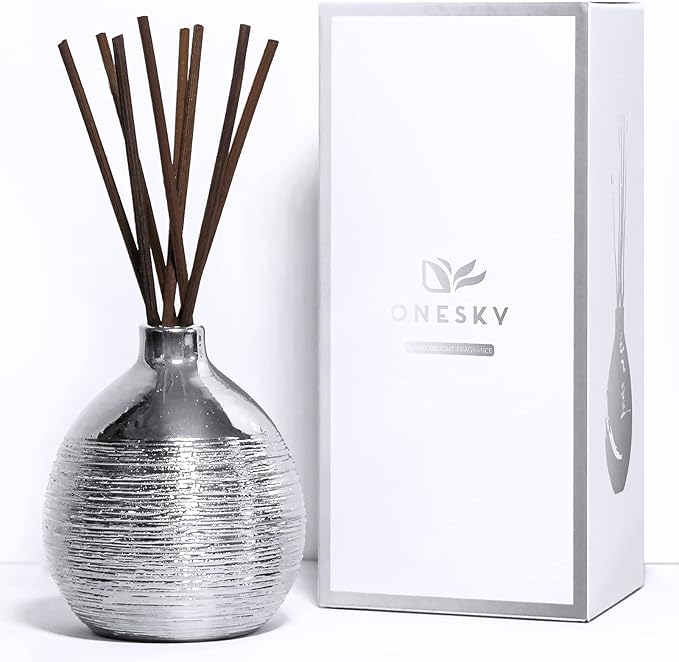 Onesky Reed Diffuser Set 3.4oz(100ml)Lemon&Jasmine&Raspberry Scented Essential Oil Diffuser for Home/Office, Fragrance Gift Set with Botanical&Cotton Sticks for LivingRoom/Bedroom/Bathroom Decoration