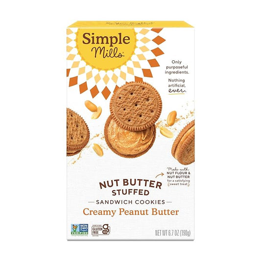 Simple Mills Creamy Peanut Butter Sandwich Cookies - Gluten Free, Vegan, Healthy Snacks, 6.7 Ounce (Pack of 1)
